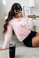 At Home Vibes Raglan Sleeve Pocket Sweatshirt (Pale Pink)