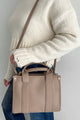 Business Is Booming Faux Leather Structured Tote Purse (Taupe) - NanaMacs