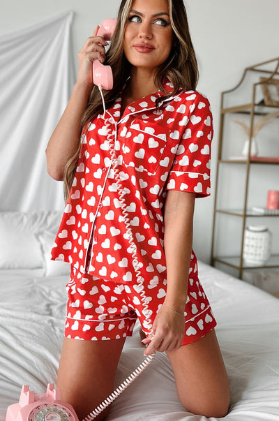 My Forever Love Silky Printed Pajama Set (Red) - NanaMacs