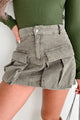 Giving You Credit Cargo Pocket Corduroy Mini Skirt (Stone Oak) - NanaMacs
