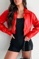 Always Standing Out Faux Leather Crop Jacket (Red) - NanaMacs