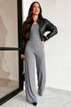 Kaylen Long Sleeve Square Neck Jumpsuit (Grey) - NanaMacs