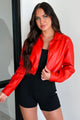 Always Standing Out Faux Leather Crop Jacket (Red) - NanaMacs