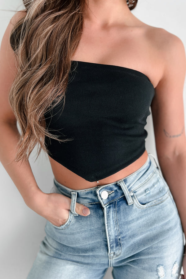 I Won't Compromise Ribbed Bandana Tube Top (Black) - NanaMacs