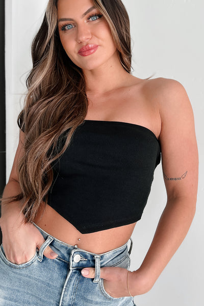 I Won't Compromise Ribbed Bandana Tube Top (Black) - NanaMacs