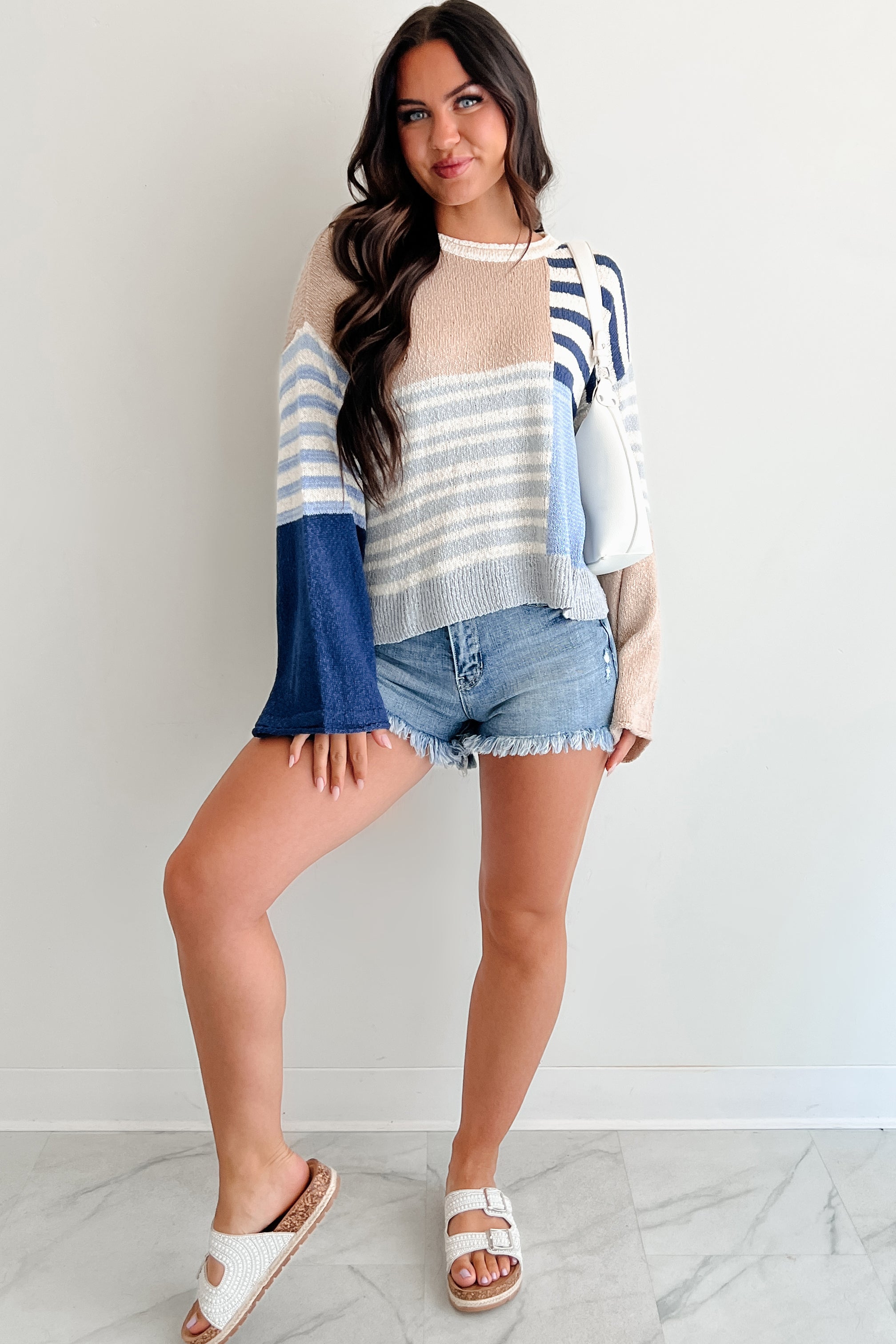 Homebody Era Colorblock Sweater Top (Blue) - NanaMacs