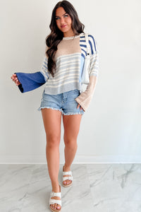 Homebody Era Colorblock Sweater Top (Blue) - NanaMacs