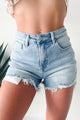 Fresh Take High Rise Distressed Risen Denim Shorts (Light) - NanaMacs