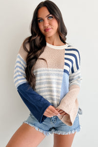 Homebody Era Colorblock Sweater Top (Blue) - NanaMacs