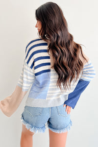 Homebody Era Colorblock Sweater Top (Blue) - NanaMacs