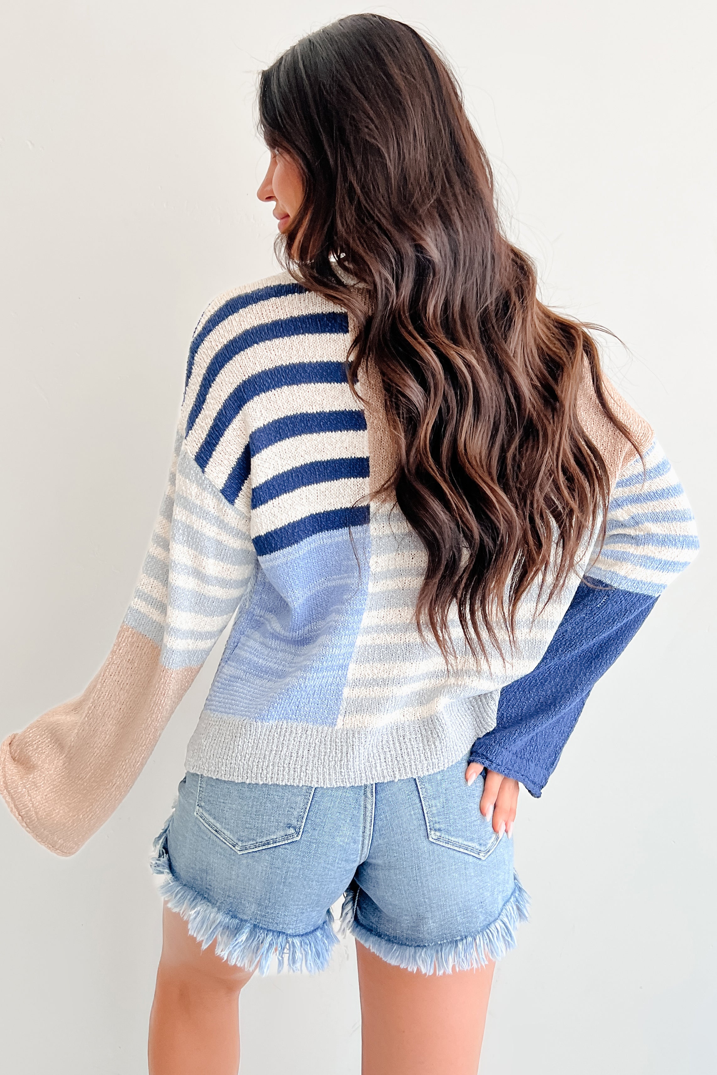 Homebody Era Colorblock Sweater Top (Blue) - NanaMacs