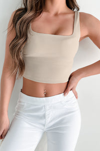 New Physique Ribbed Square Neck Brami Crop Tank (Seashell) - NanaMacs