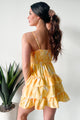 Chasing the Sun Ruffled Print Bow Tie Mini Dress (Lemon)