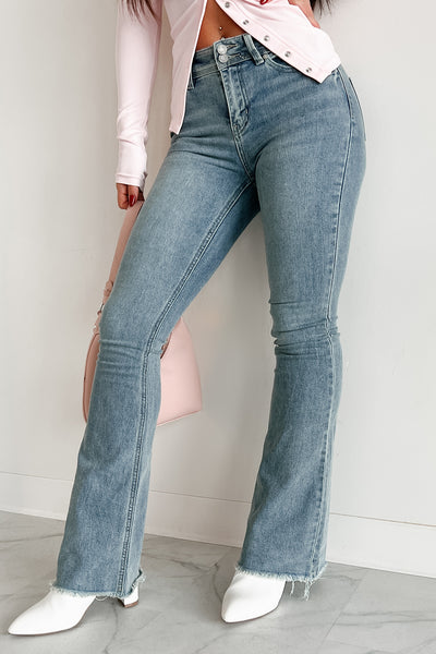 Garrett High Rise Flare Jeans (Medium Blue) - NanaMacs