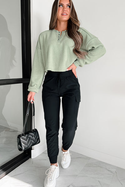 Orchard Visits Fleece Henley Top (Iceberg Green) - NanaMacs