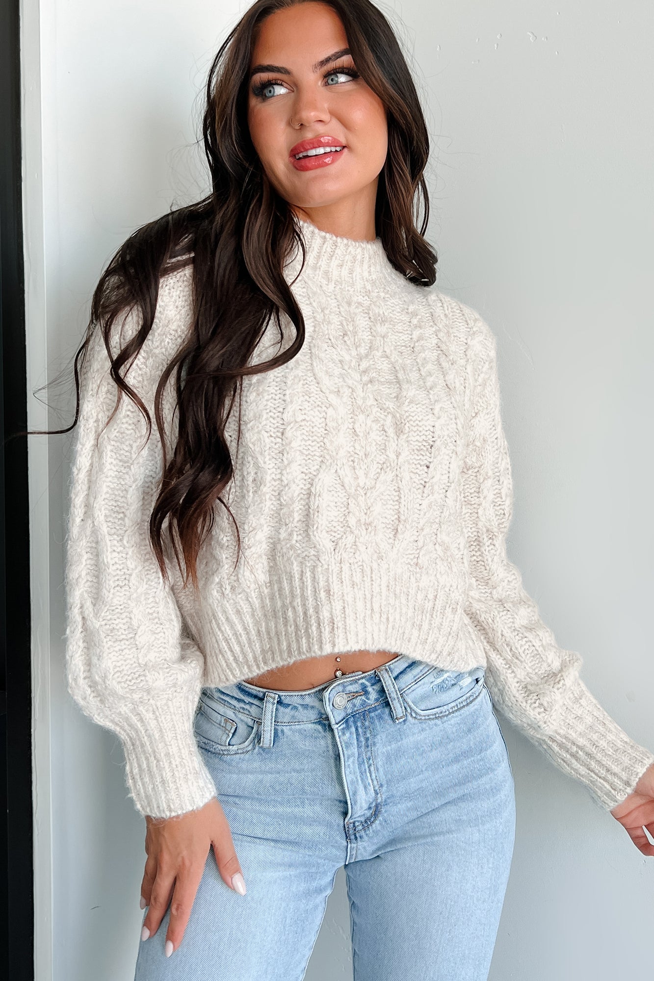 Banff Babe Cable Knit Sweater (Oatmeal) - NanaMacs