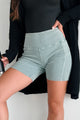 Staying In My Lane Ribbed Biker Short (Sage) - NanaMacs