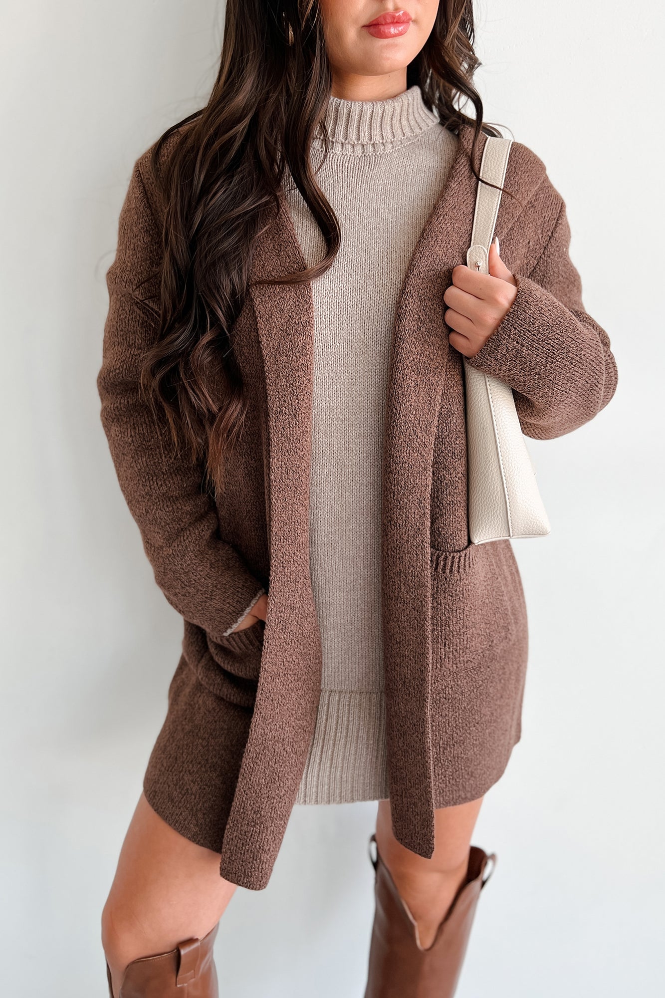 Cue The Cuddles Zenana Hooded Cardigan (Brown) - NanaMacs