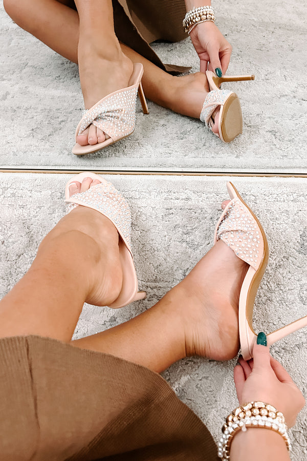 All Things Sparkly Rhinestone Mule Sandal (Nude Mesh)