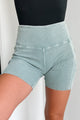 Staying In My Lane Ribbed Biker Short (Sage) - NanaMacs