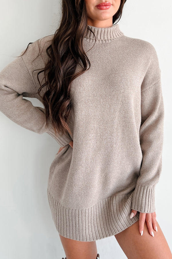 Vail Vibes Zenana Sweater Dress (Light Mocha) - NanaMacs