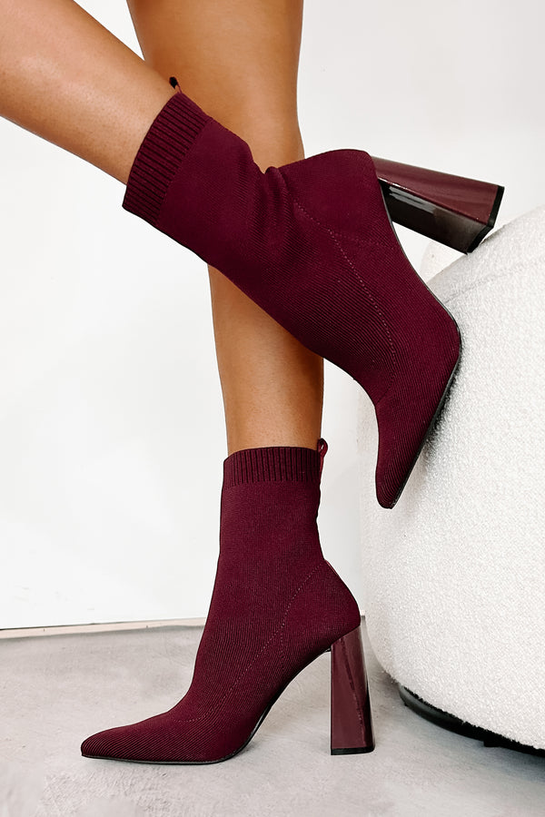 Copy My Style Knit Booties (Wine) - NanaMacs