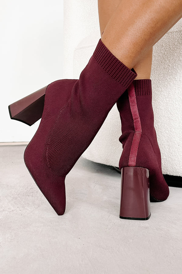 Copy My Style Knit Booties (Wine) - NanaMacs