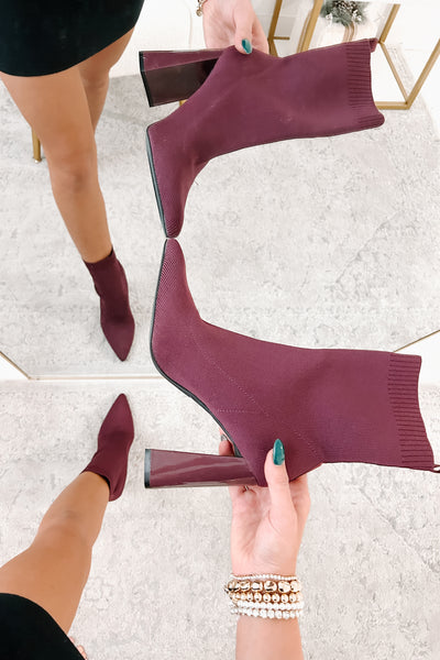 Copy My Style Knit Booties (Wine) - NanaMacs