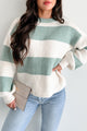 Cool Weather Casual Colorblock Sweater (Sage/Ivory) - NanaMacs