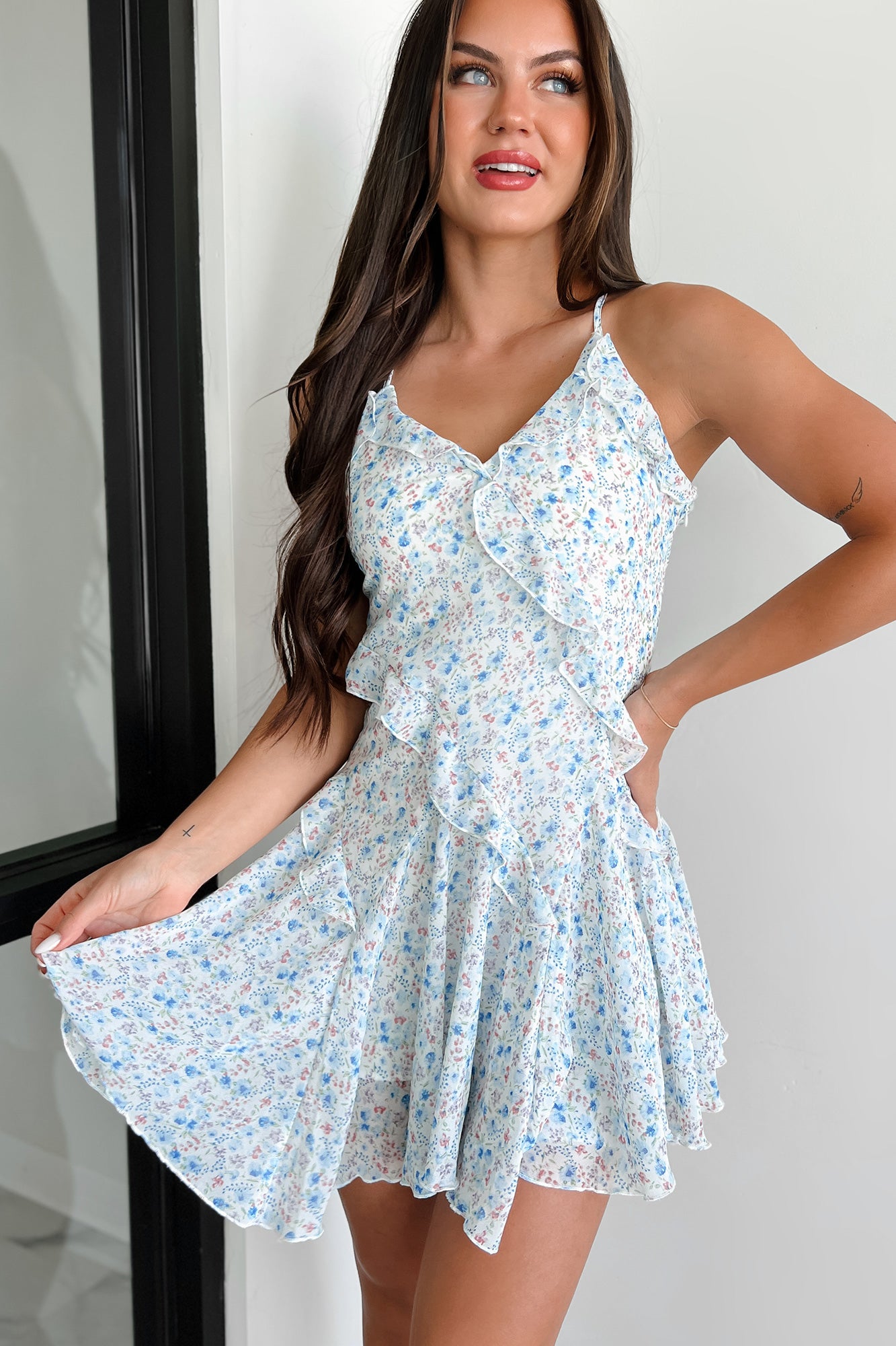Women's Fairytale Endings Ruffled Mini Dress in Ivory