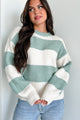 Cool Weather Casual Colorblock Sweater (Sage/Ivory) - NanaMacs