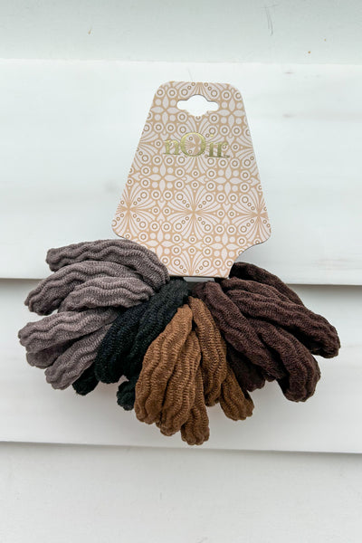 Out Of My Face Textured Scrunchie Pack (Brown Multi)