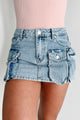 No Pep Talk Needed Denim Cargo Mini Skirt (Light Denim) - NanaMacs