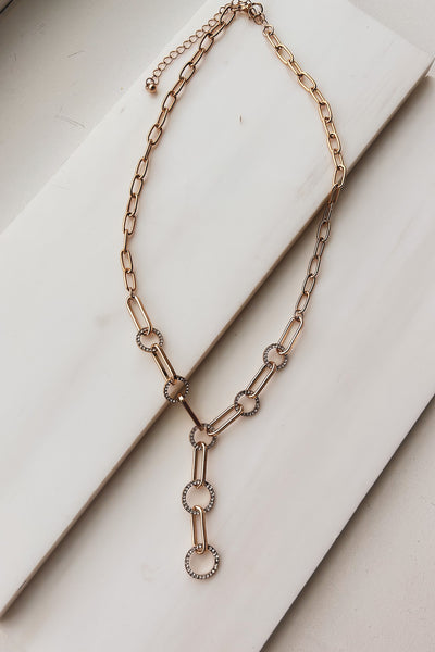 Just Finessing Rhinestone Chain Necklace (Gold)