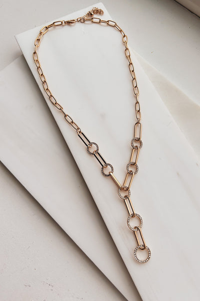 Just Finessing Rhinestone Chain Necklace (Gold)