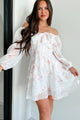 Whispering Willow Tiered Floral Mini Dress (White/Pink) - NanaMacs