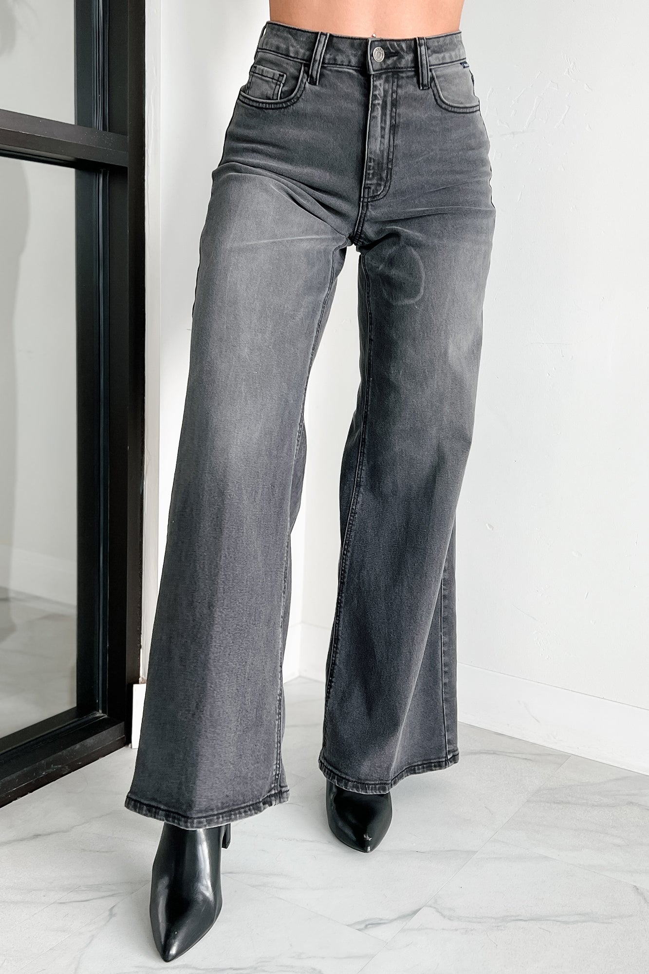 Bane High Rise Wide Leg Cello Jeans (Grey) - NanaMacs