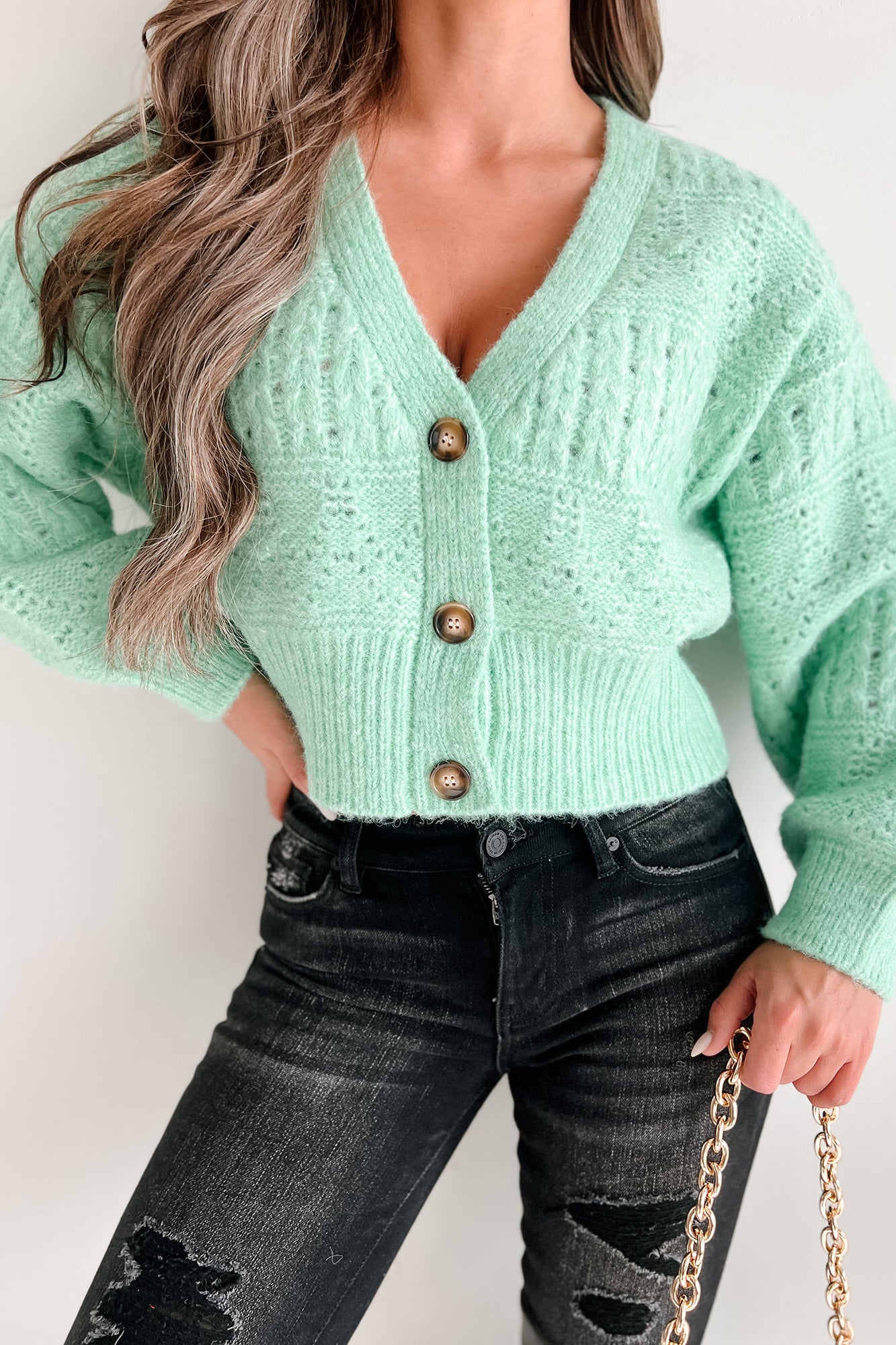 Winifred Sweater Cardigan (Mint Green) - NanaMacs