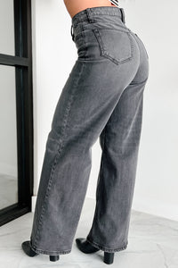 Bane High Rise Wide Leg Cello Jeans (Grey) - NanaMacs