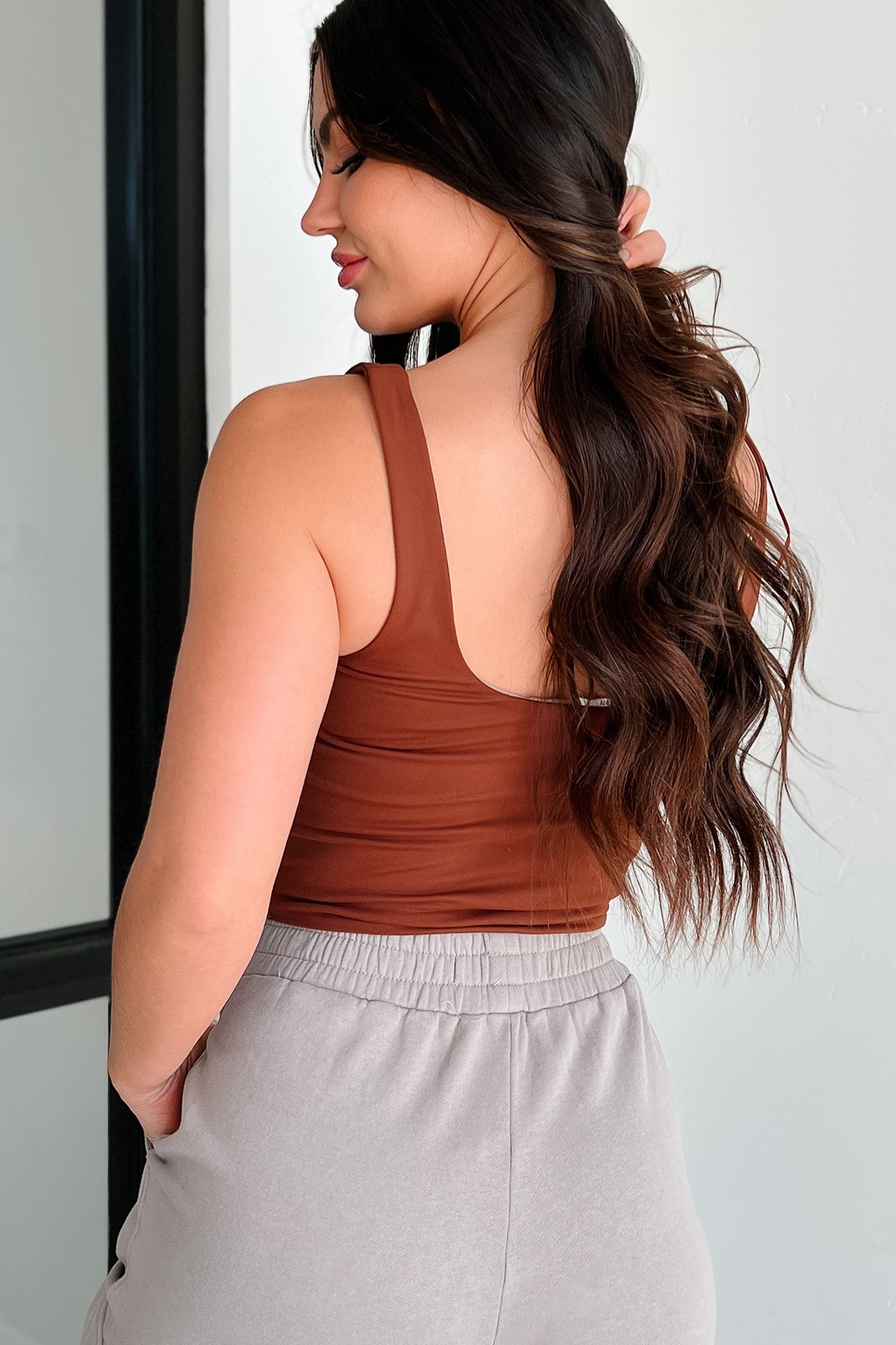 Birmingham Square Neck Crop Tank (Brown) - NanaMacs