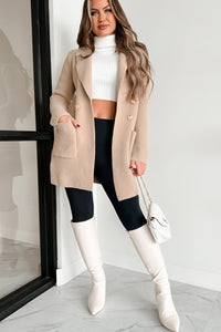 Meetings In The City Open Front Coat (Beige) - NanaMacs