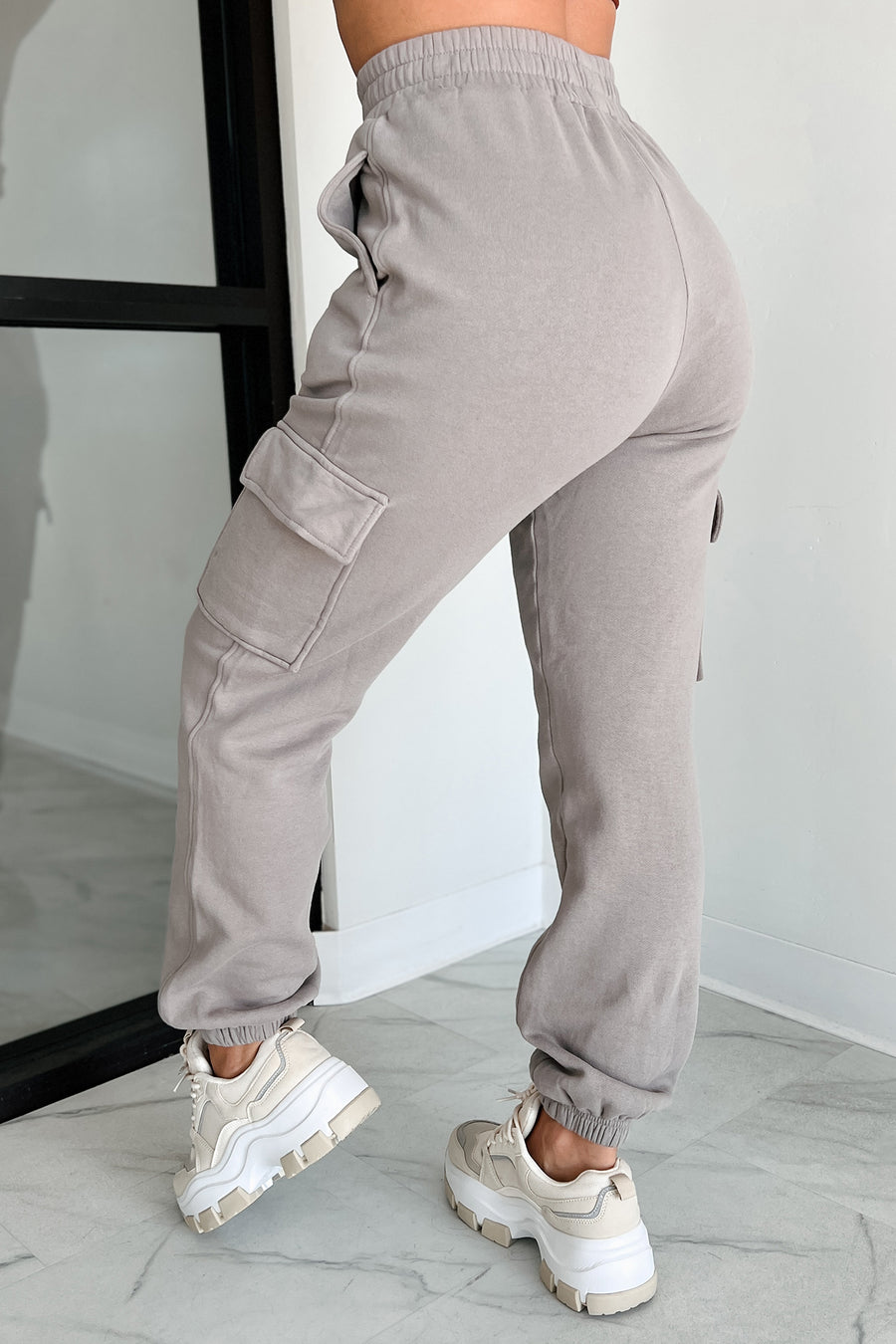 Practicing Patience Fleece Cargo Joggers (Ash)