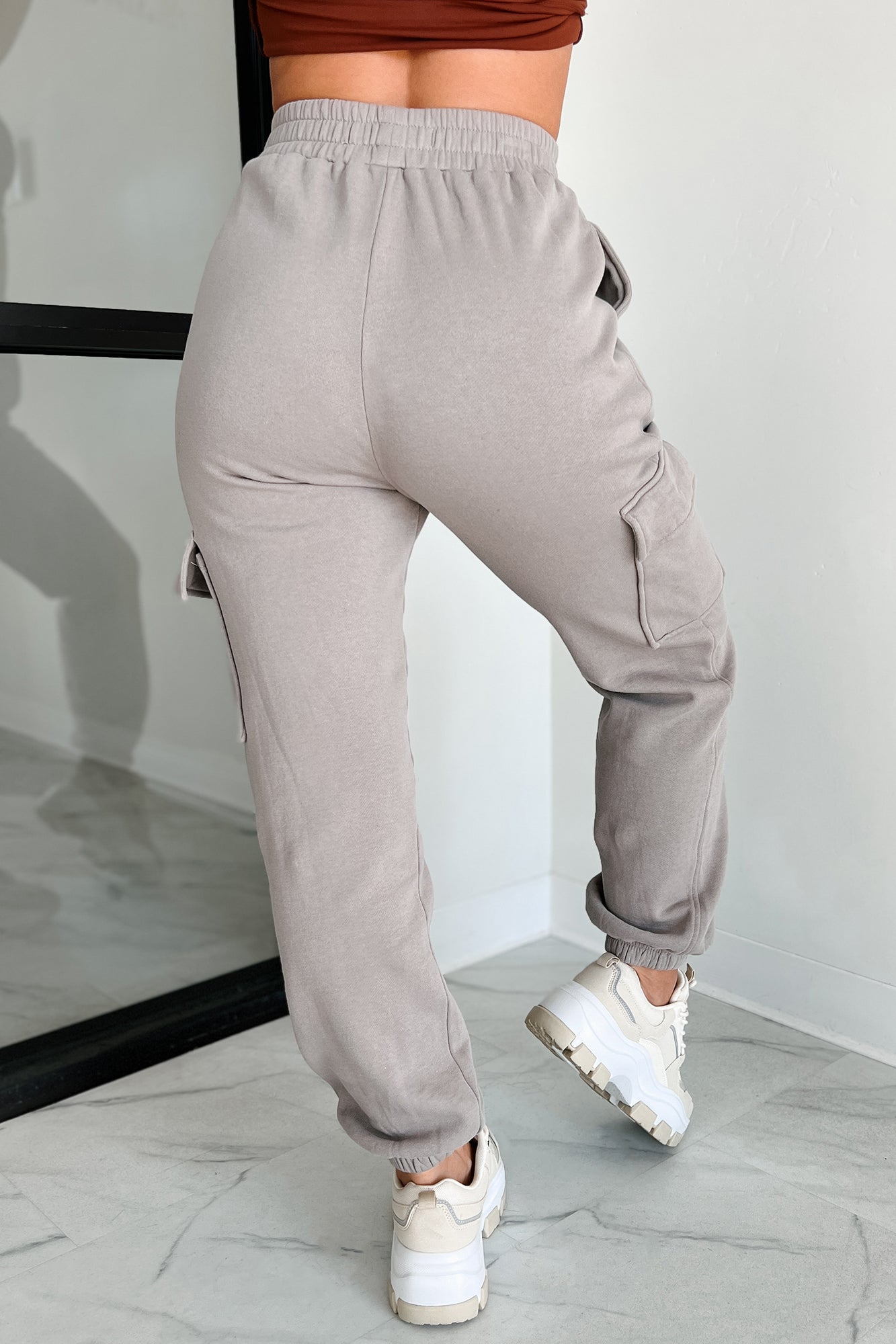 Practicing Patience Fleece Cargo Joggers (Ash)