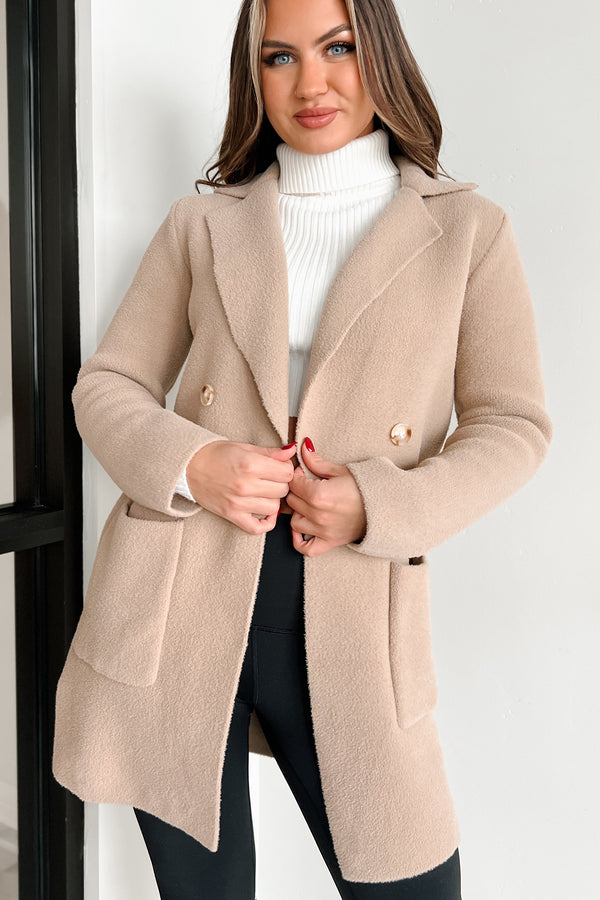 Meetings In The City Open Front Coat (Beige) - NanaMacs