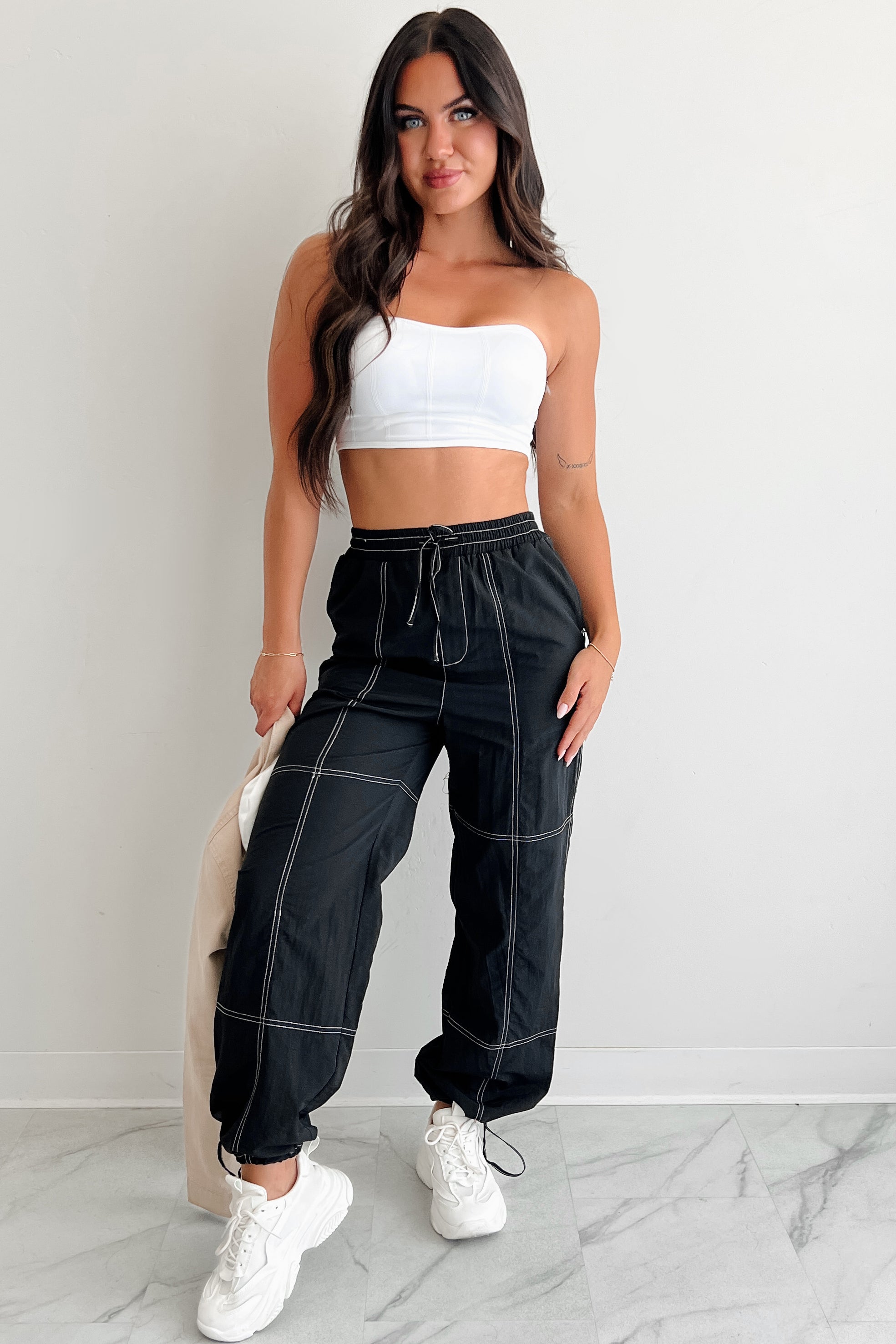 【Jent Louis】Parachute Tuck Pants black S Stretch Poplin Parachute Pant - Black | James Perse Los Angeles