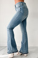 Lost Cause Mid-Rise Vintage Wash Distressed Flare Jeans (Vintage) - NanaMacs