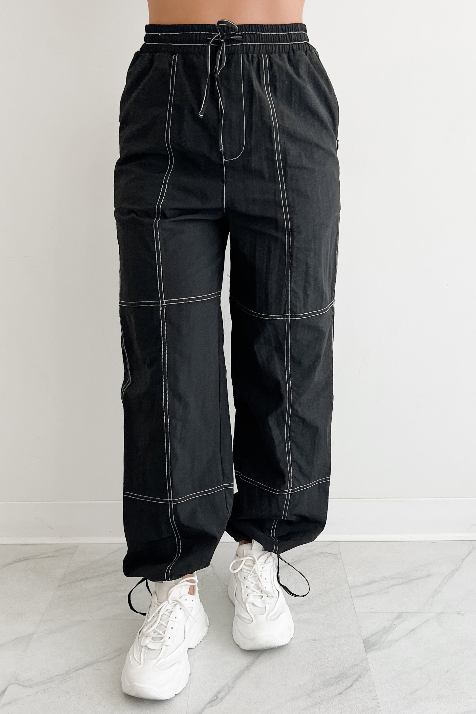 No Plot Needed Parachute Jogger Pants (Black) · NanaMacs