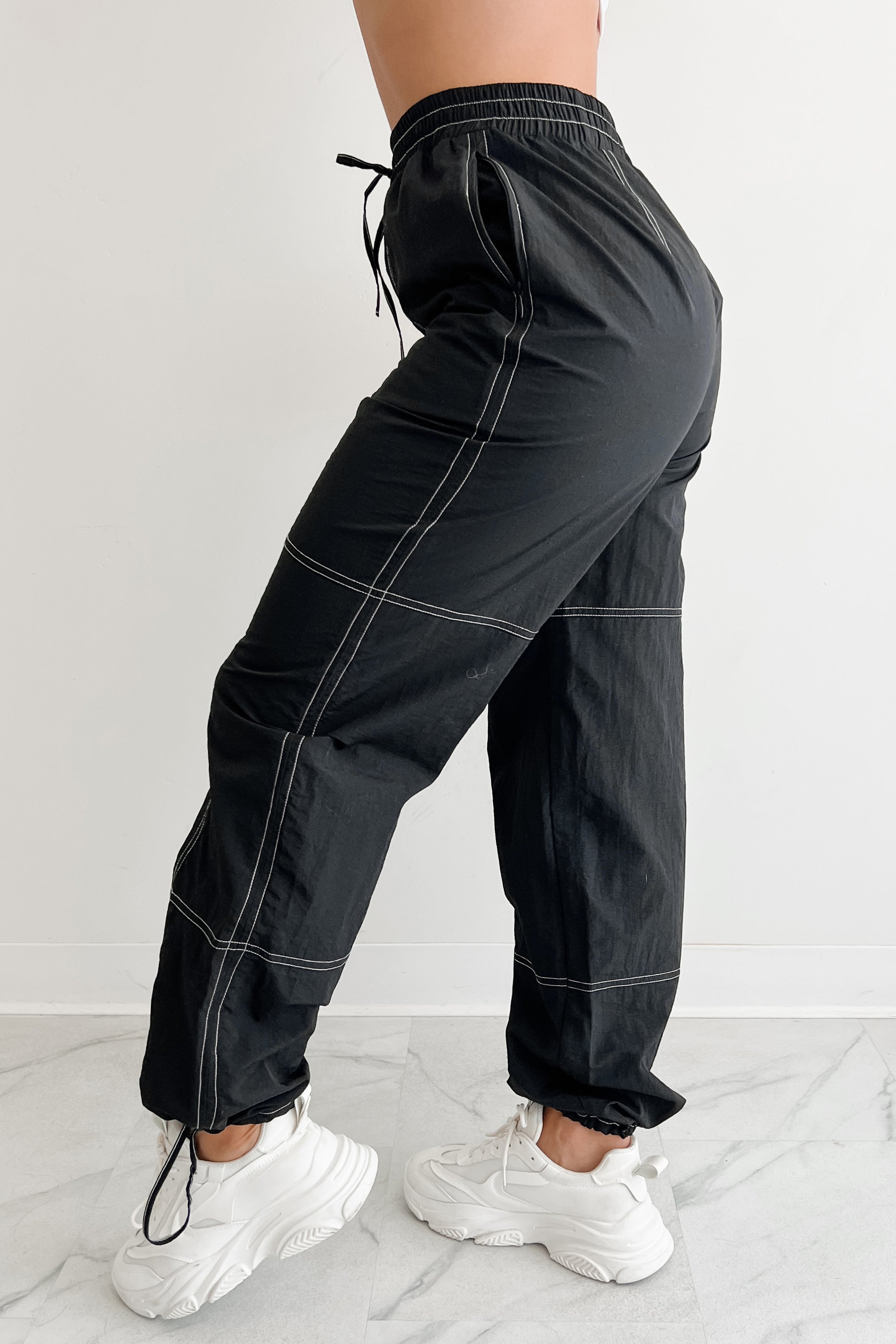No Plot Needed Parachute Jogger Pants (Black) · NanaMacs