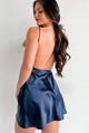 Made You Blush Satin Mini Dress (Navy) - NanaMacs