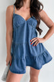 In Another Life Tiered Denim Mini Dress (Denim) - NanaMacs